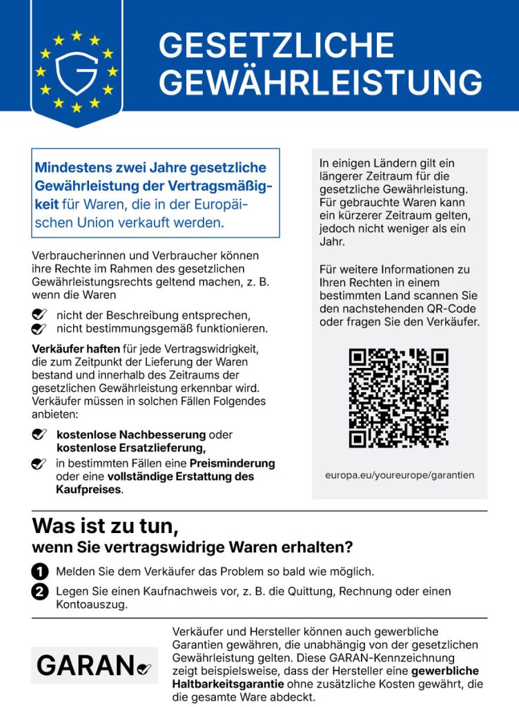 GESETZLICHE GEWÄHRLEISTUNG